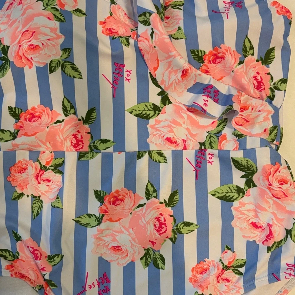 Betsey Johnson size‎ medium Floral Striped women’s Swimsuit